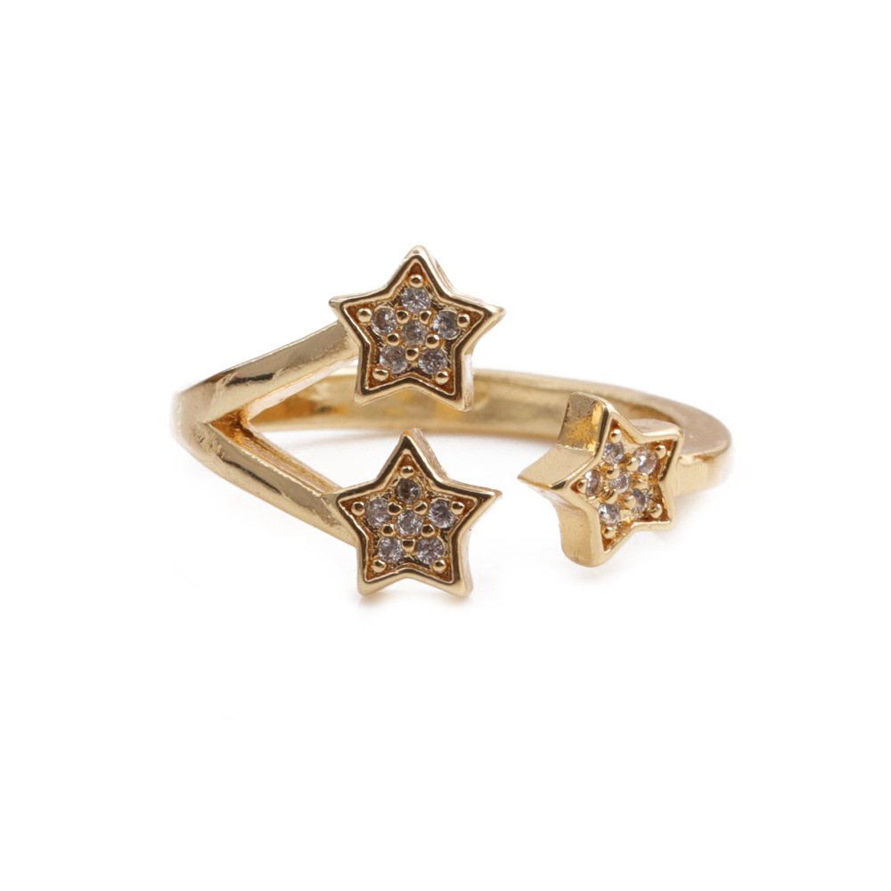 Simple Opening Copper Micro-inlaid Zircon Stars Ring display picture 5