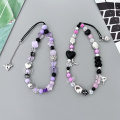 網紅同款公仔珠珠手鍊網紅短款手掛繩手鍊手機殼吊墜花朵掛件