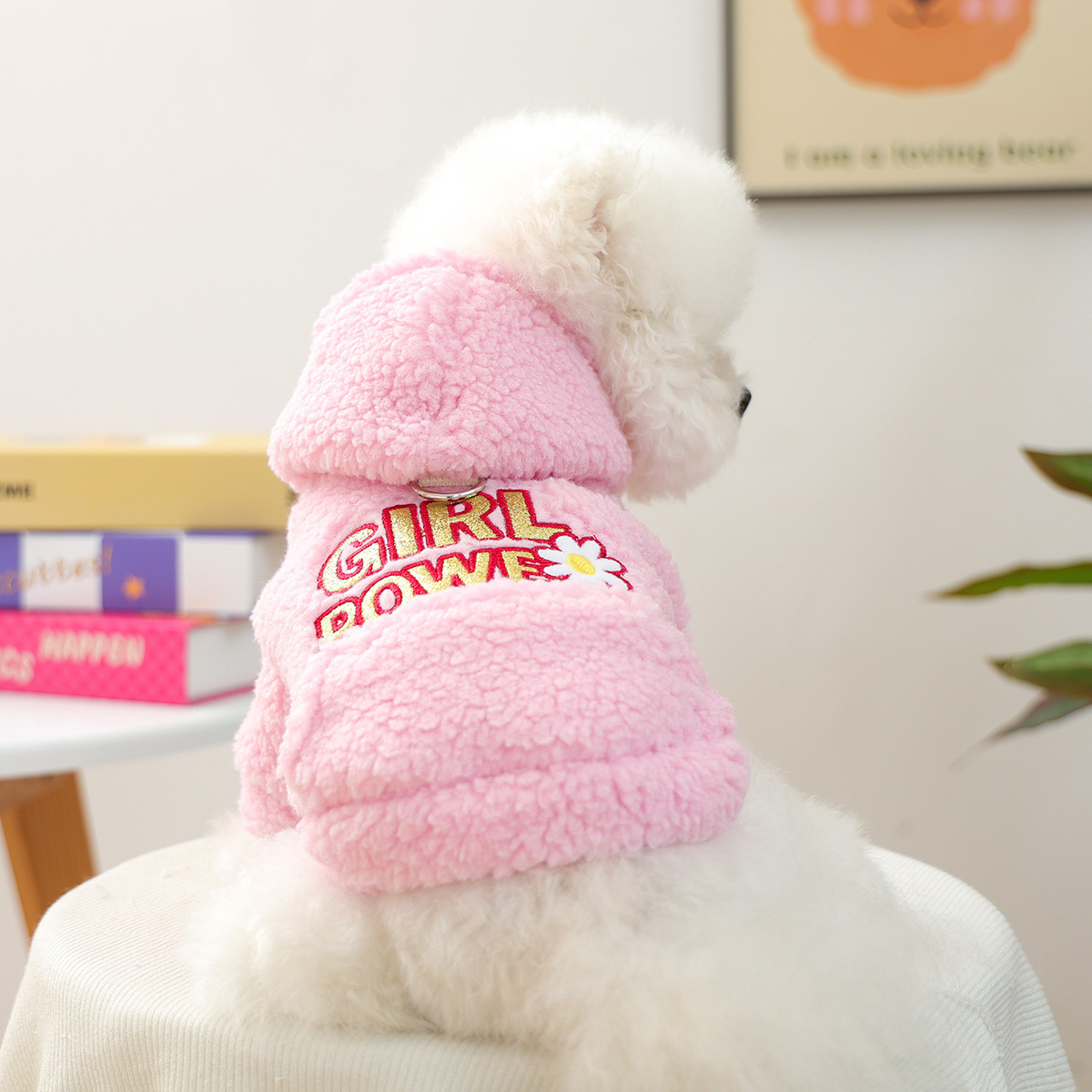 Ropa de mascotas otoño e invierno nuevo cálido forro de lana estilo coreano suéter cálido color frío-resistente Cordero polar tracción suéter