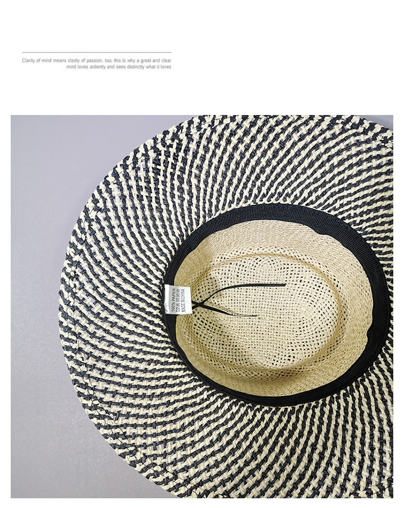 Straw Material Women's Basic Color Block Big Eaves Straw Hat
