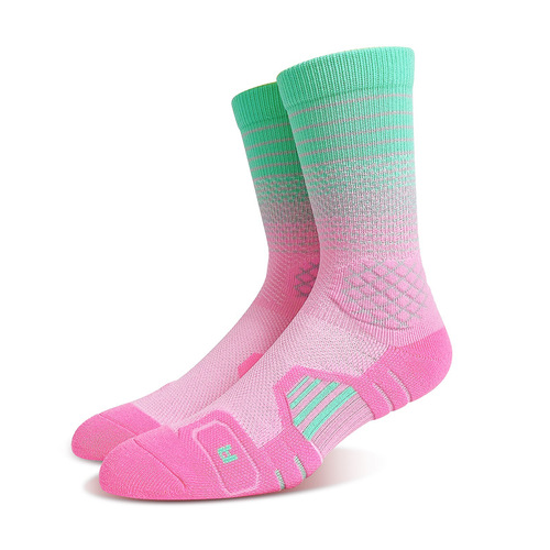 Gradient basketball socks for men and women, professional practical towel bottom, thickened mid-length sports fitness running socks