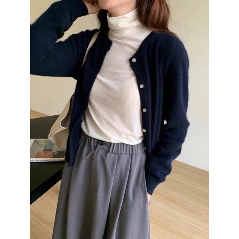 浣熊毛春秋新款圆领紫色短款针织小款开衫宽松外穿毛衣外套女|undefined