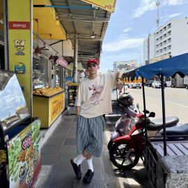 美式复古蓝绿格纹宽松廓形七分裤男女夏季慵懒风直筒休闲裤情侣