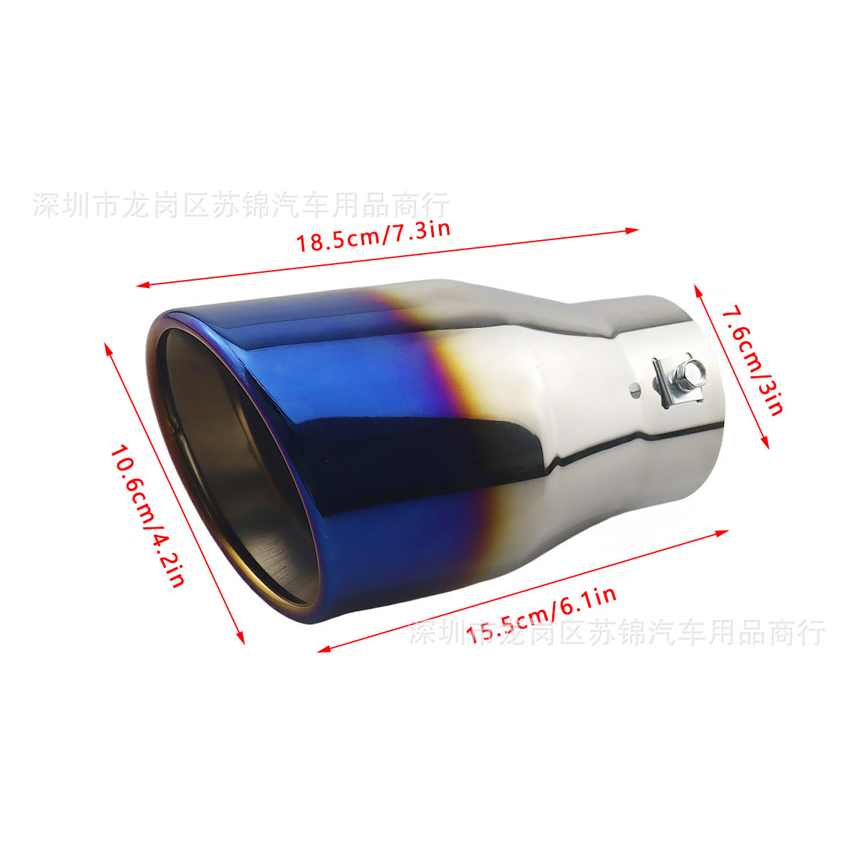 Car Modification Large-Diameter Tailpipe 76mm Interface Stainless Steel Exhaust Pipe Double-Layer Thickened Silencer Angled Tailpipe