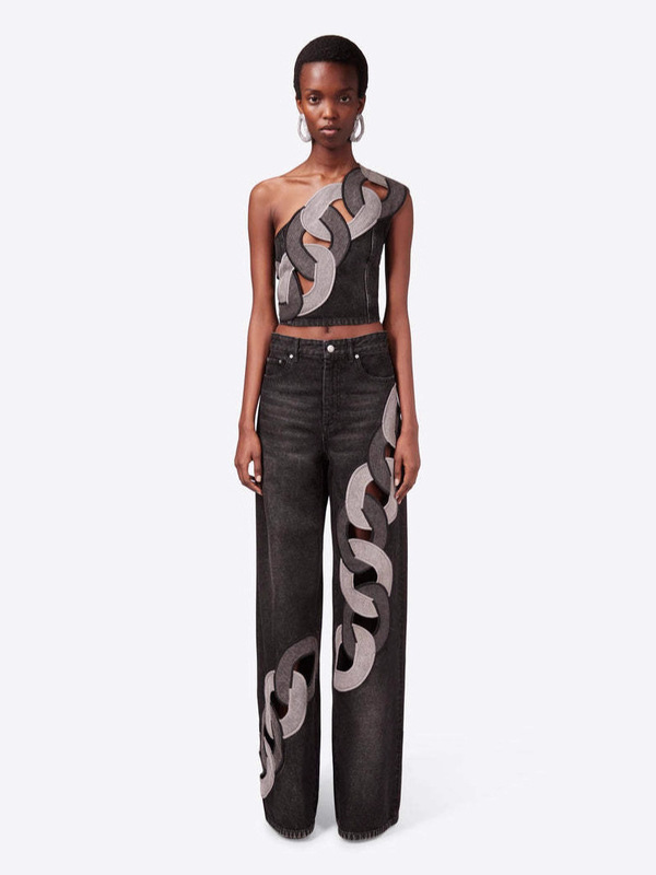 European and American Cross-Border Lock Type Irregular Denim Suit European and American Cross-Border Lock Type Irregular Denim Suit