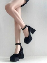 玛丽珍高跟鞋女2023春季新款小个子法式圆头珍珠白色漆皮粗跟单鞋