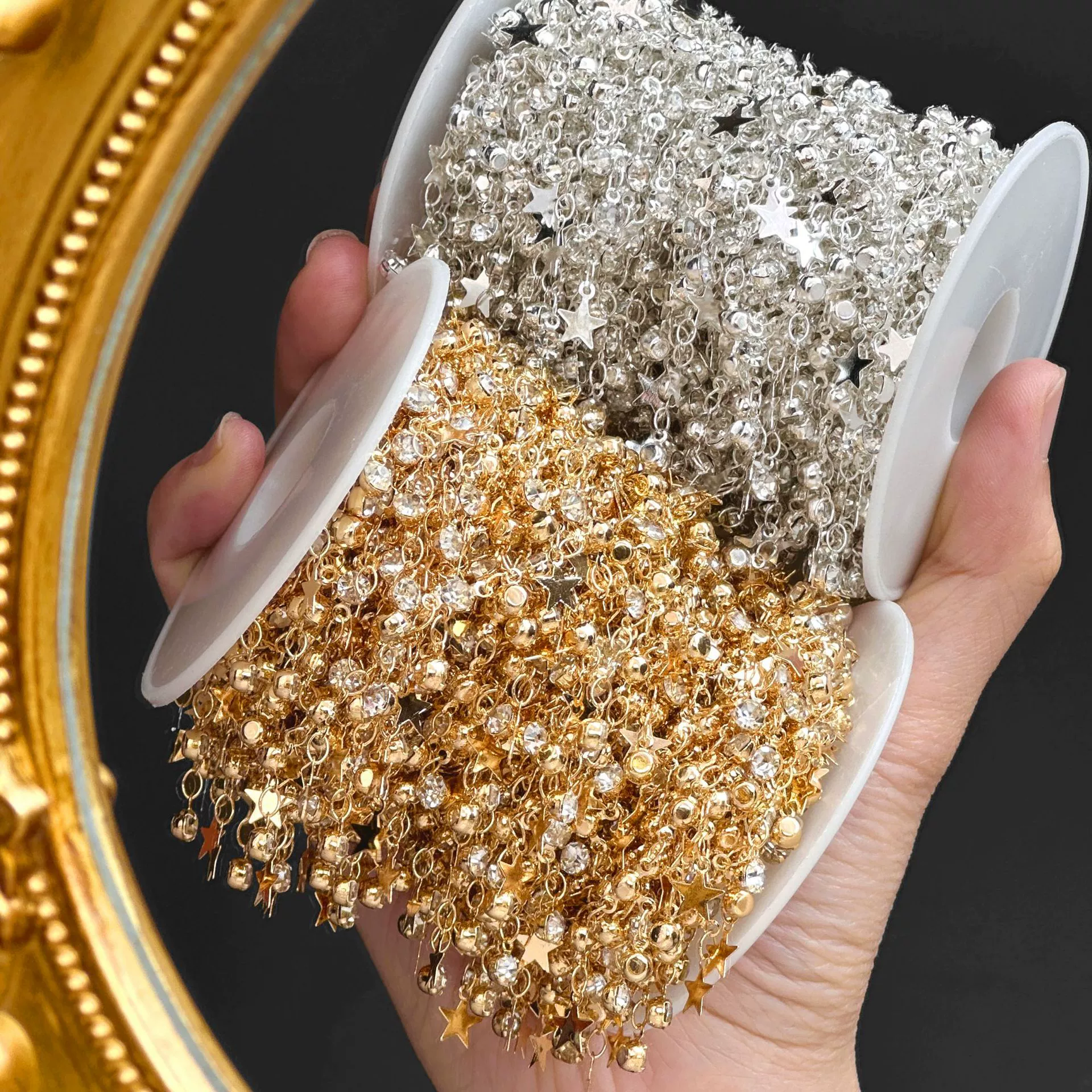 DIY цепь звезда Манг Манг чистая медь алмаз алмаз пятиугольник полный медь высокая температура защита аксессуары ленты для талии Лолита