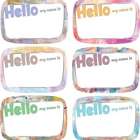 标签300pcs彩色名称标签标签贴纸6图案2.5 x 3教室学校办公室用