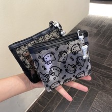 透明网纱kitty补妆包便携外出小型化妆包收纳袋实用零钱包耳机包