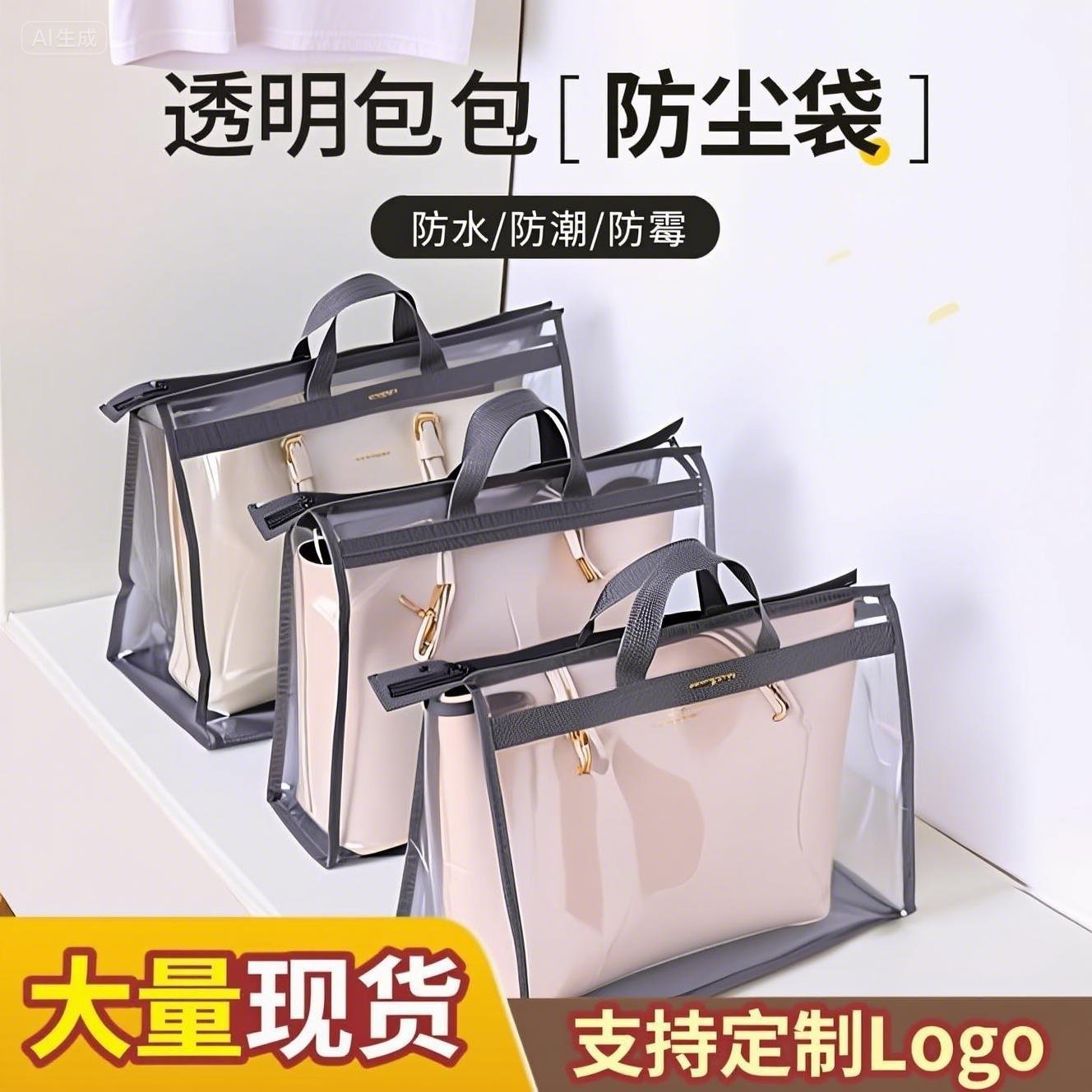 包包收纳防尘袋衣柜悬挂箱包收纳袋防水可视PVC皮包保护收纳包