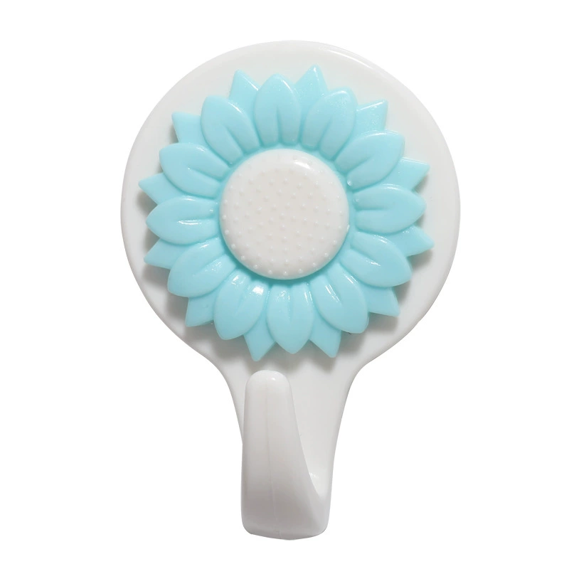 Creative Plastic Round Bottom Sunflower Sticking Hook Mengqu Qun Bathroom Stereo Flower Pattern Wall Hook 3 Pack