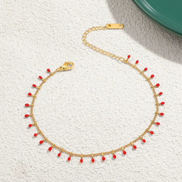 Red golden ankle bracelet, J101