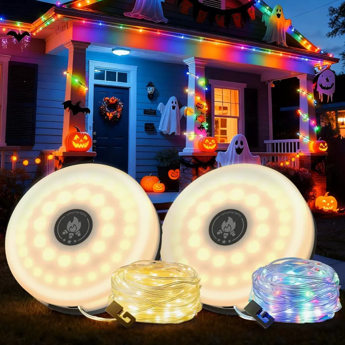 户外露营灯串 多功能便携露营灯 防水长续航野营帐篷氛围露营灯