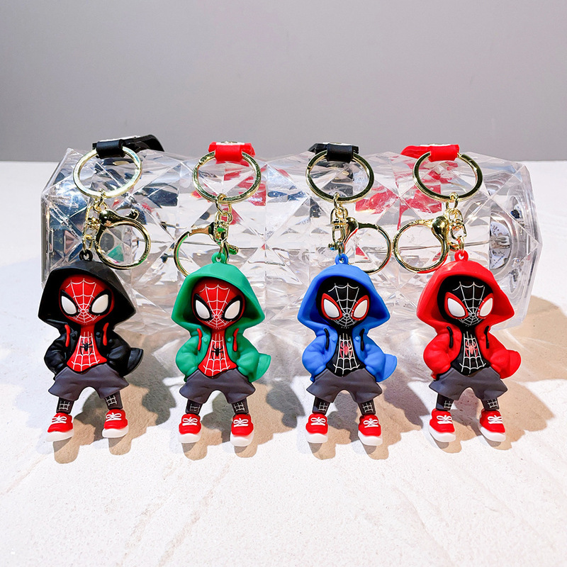 Cross-Border Popular Spider-Man Odorless Keychain Pvc Material Cute Bag Pendant Street Stall Decoration Keychain