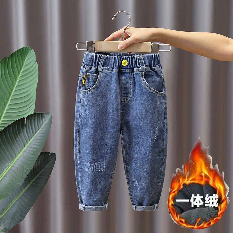 Nuevos estilos de moda de otoño y invierno para niños y niñas con jeans de terciopelo, pantalones casuales de terciopelo, pantalones de bebé, pantalones para niños