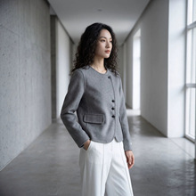 高级灰双面羊绒大衣女中长款2026秋冬新款手工缝制高端毛呢外套