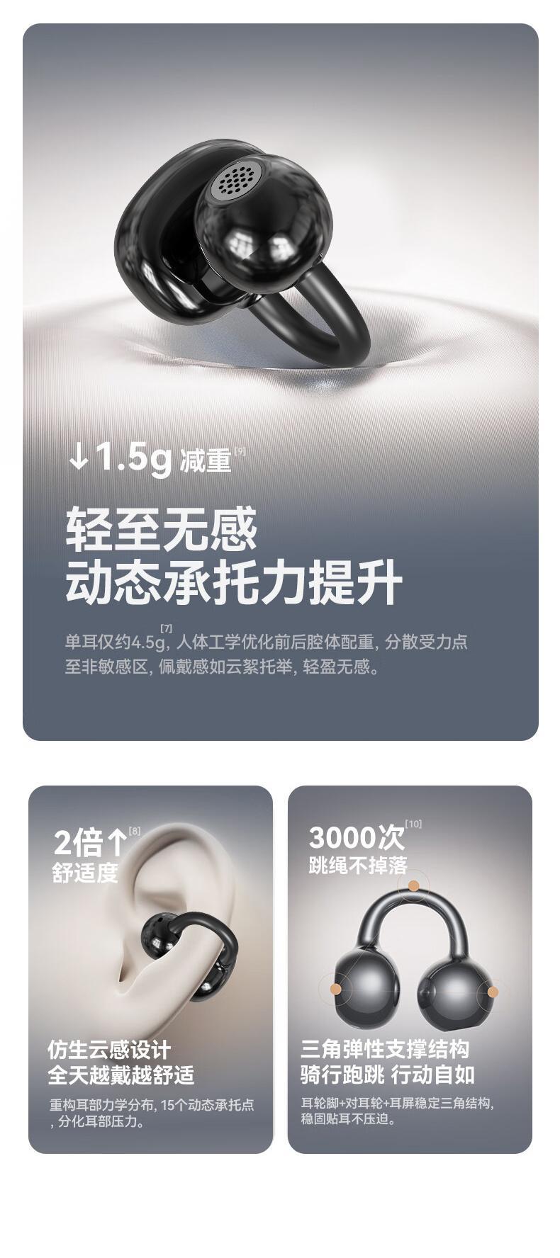 Minimalist U53 Bone Conduction Ear Clip Bluetooth Wireless Headphones High Appearance High Sound Quality Long Battery Life Noise Cancellation Universal