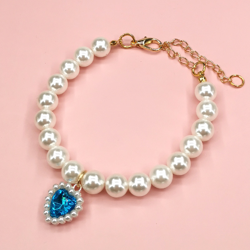 Comercio exterior nuevo collar de mascotas en forma de corazón Cadena de perro gato collar de amor de cristal suministros para mascotas joyería para mascotas al por mayor
