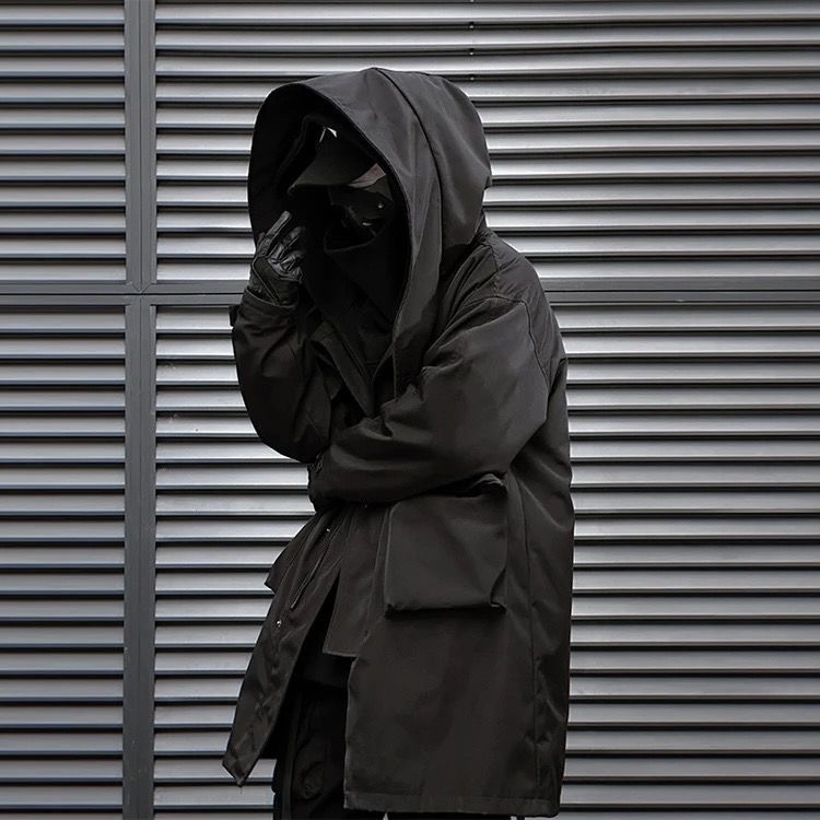 Jiye industria pesada Otoño e Invierno falso de dos piezas ropa de trabajo funcional viento costura rompevientos hombres y mujeres casual de media longitud abrigo Abrigo acolchado de algodón