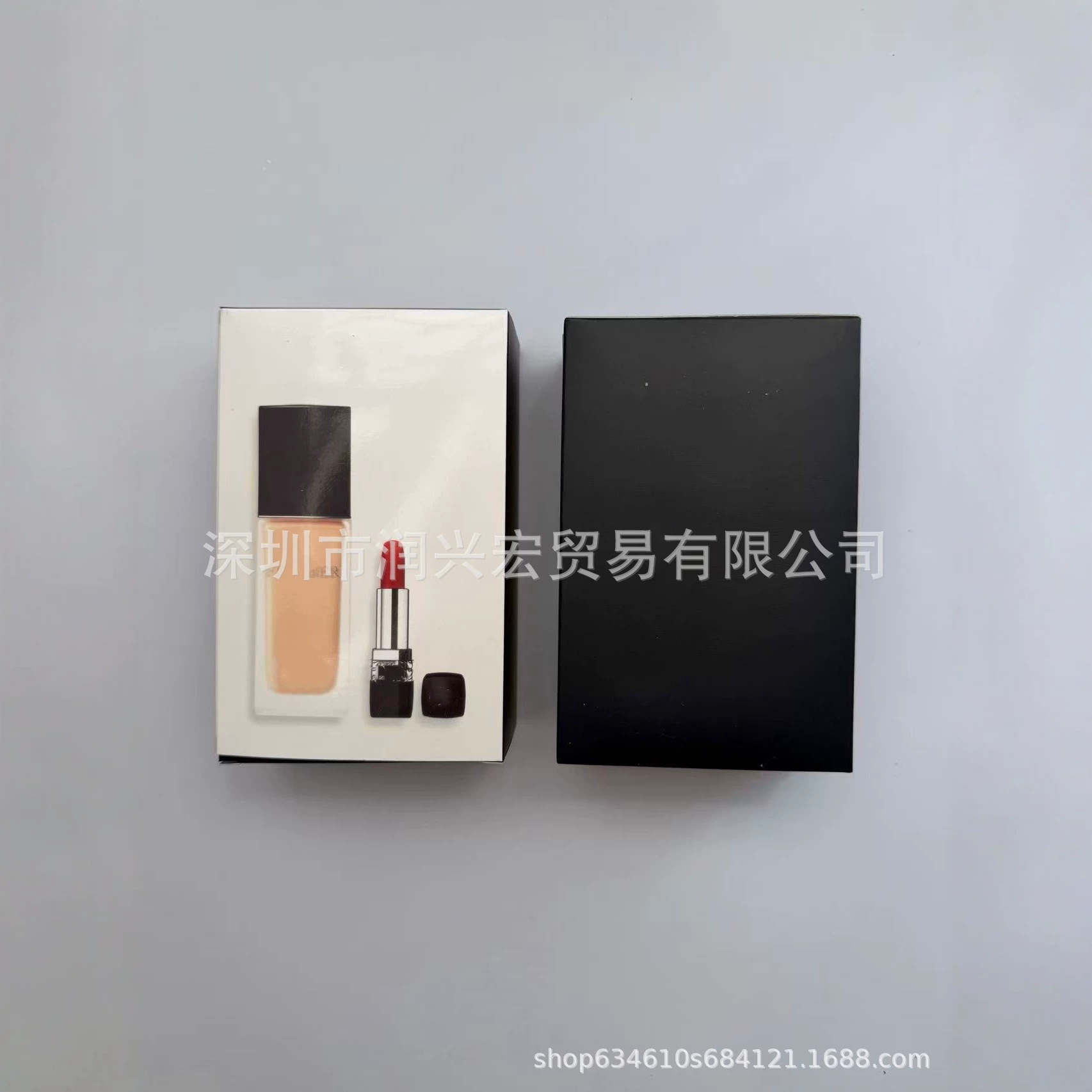 跨境外贸迪家锁妆粉底液明星两件套粉底液1N30ml，1.5g丝绒口红99