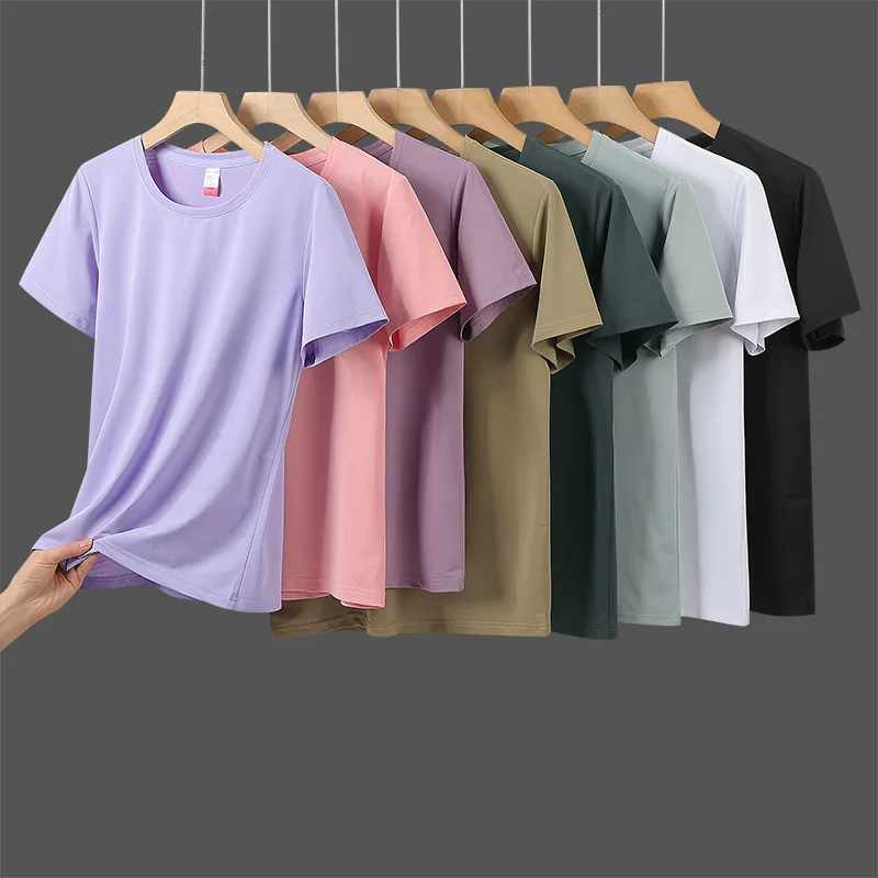 Quick dry summer silk travel sports T-shirt, mosquito repellent, 2025 years, with short sleeve, oversize