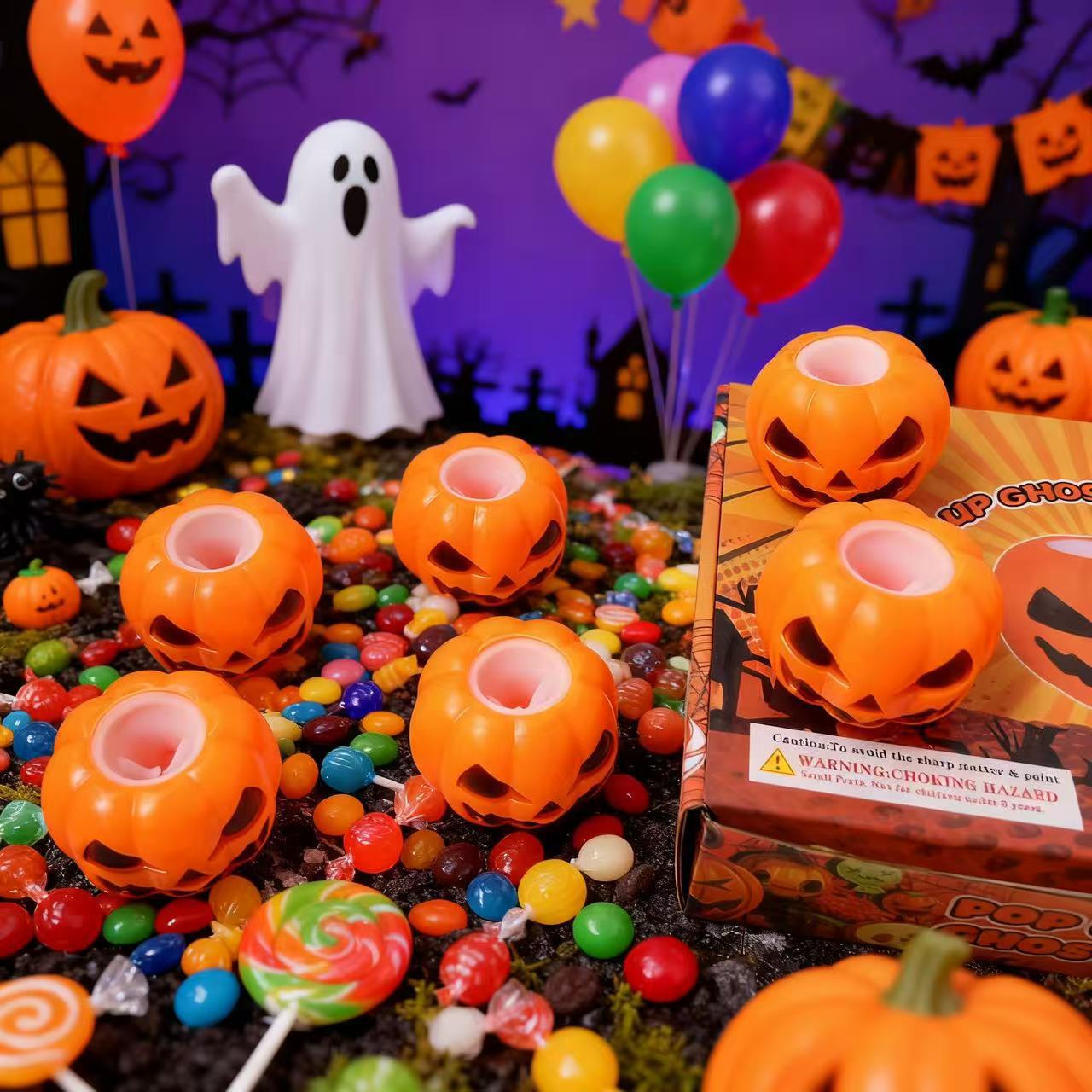 Nuevo TPR extruido calabaza fantasma - ventilación juguete de reducción de presión Halloween hechizo juguete pequeño taza de extrución transfronteriza
