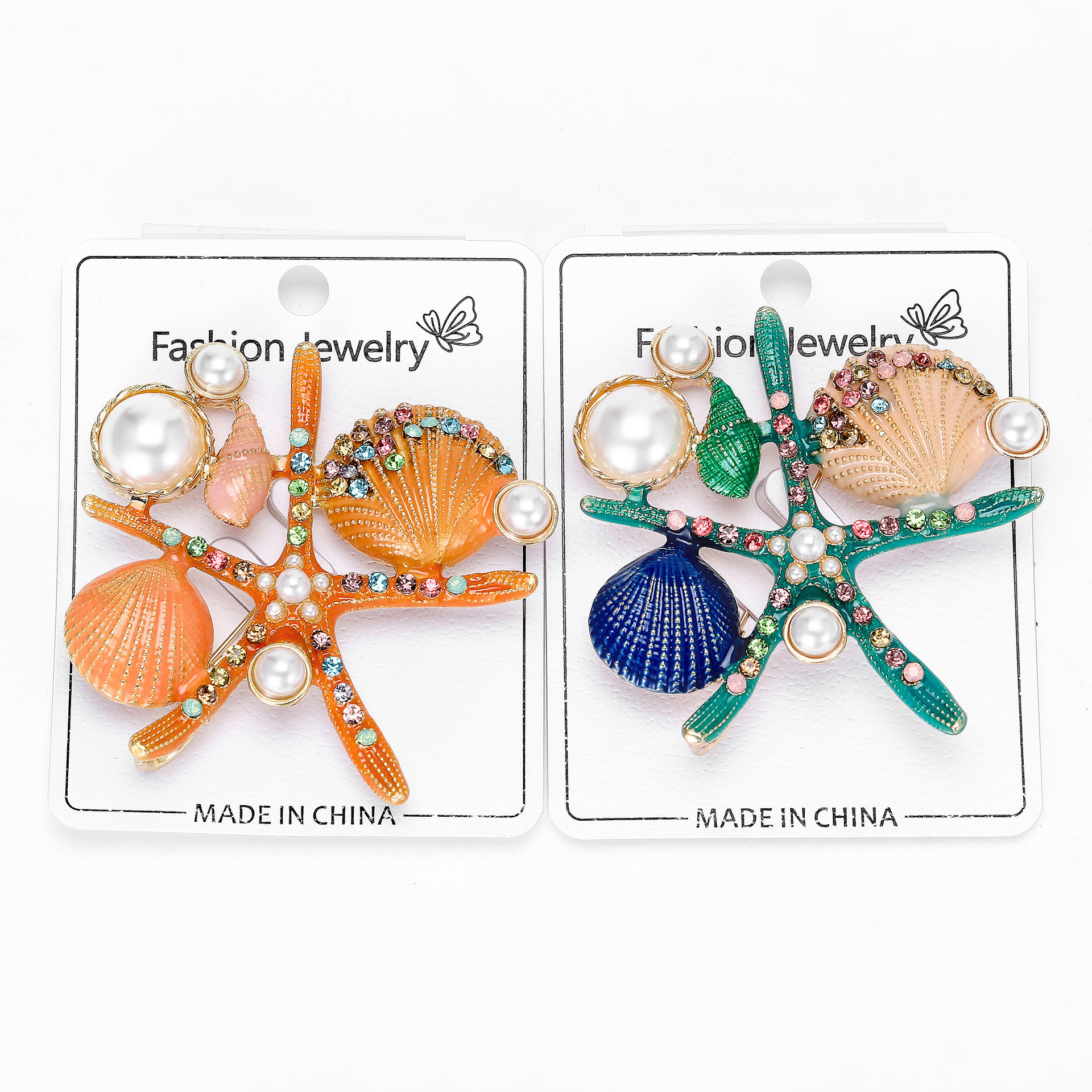 Korean-Style Creative Enamel Oil-Drip Starfish Shell Brooch Alloy Cartoon Marine Life Corsage Personalized Clothing Pin