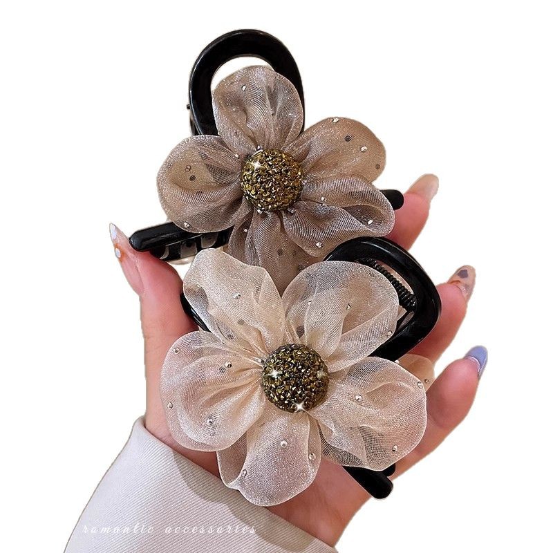 Diamante de malla sol clip clip de cabello de cola de caballo alta sensación de alta calidad clip de cabello versátil detrás del cerebro clip de pescado adornamiento para el cabello