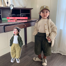 韩版女童针织开衫外套2023秋冬新款儿童洋气中小童马海毛加厚毛衣