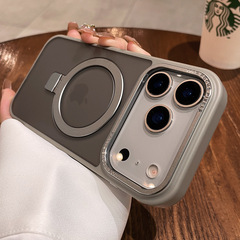 磁吸带支架适用苹果17promax手机壳iphone16新款14pro简约AIR磨砂