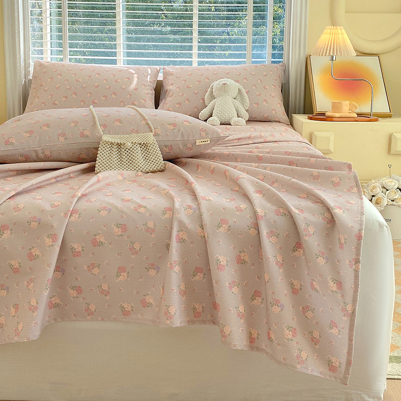 Nueva clase A algodón floral viejo y grueso sábana gruesa de una sola pieza de algodón puro 100 ropa de cama individual de dormitorio de primavera y verano de tres piezas