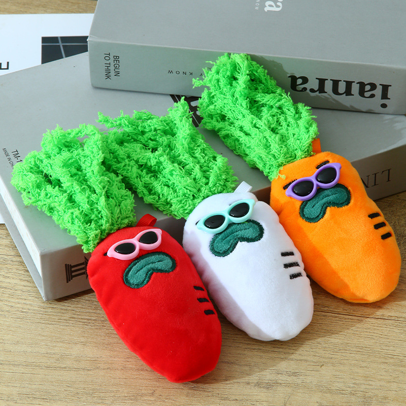 Funny non-mainstream cartoon carrot plush pendant glasses carrot doll pendant student school bag luggage accessories