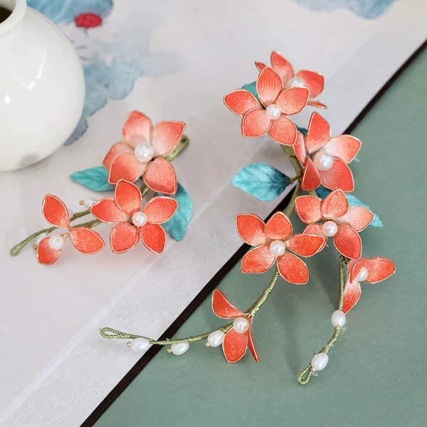 Hera New Handmade Wrap Flower Hairpin Flannel Flower Soft Hairpin Side Hair Accessories Daily Hanfu Cheongsam Antique Headwear