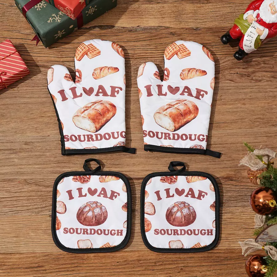 现货批发加厚厨房烤箱手套防烫微波炉手套耐高温烘焙隔热手套套装