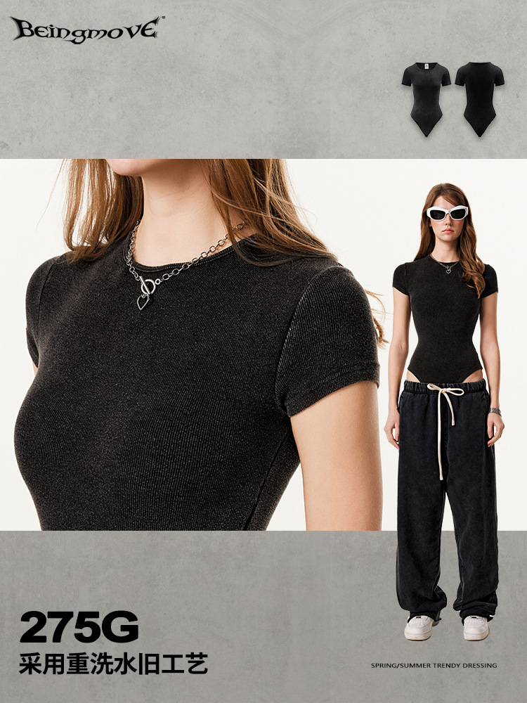 2025 verano marca de moda estadounidense Kardashian con el mismo estilo de alta elasticidad y buena piel yoga camiseta de manga corta comercio exterior femenino