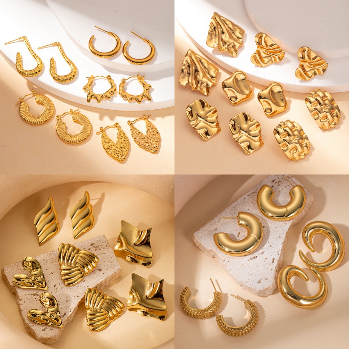 Pendientes de acero de titanio transfronterizos para mujer, lujo ligero, sentido de alta gama, temperamento retro de nicho, pendientes que no se desvanece, pendientes de todo fósforo al por mayor