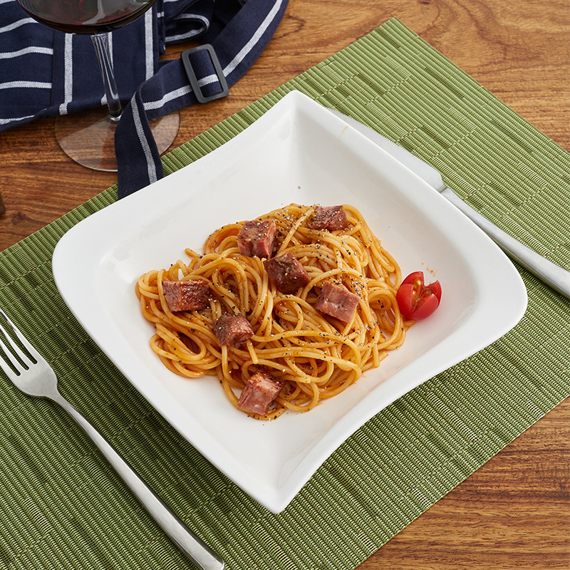 Plato de cerámica estilo occidental, serie Corner, para sopa, pasta, bistec, ensalada.