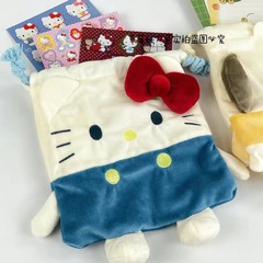 三麗歐ins可愛毛絨束口收納袋KT貓化妝包便攜帕恰狗抽繩袋零錢包