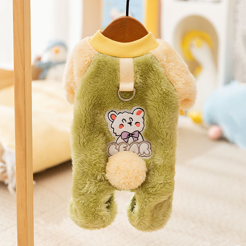 Macaron bola de lana tracción de cuatro patas camisas de peluche de manga larga perros pequeños lindos ropa de casero perros pequeños ropa de mascotas gatos
