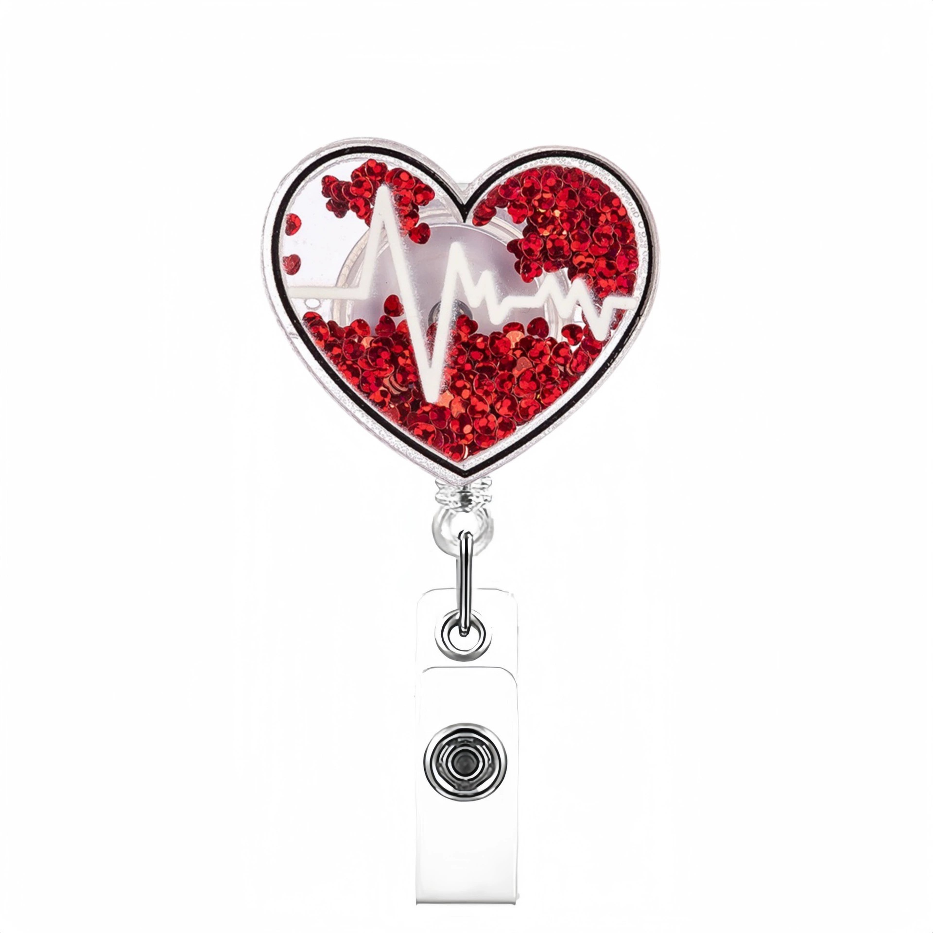 Etiqueta de etiqueta de venta caliente transfronteriza en lugar de acrílico divertido brillo clip de insignia telescópico hebilla de identificación hebilla fácil de tirar