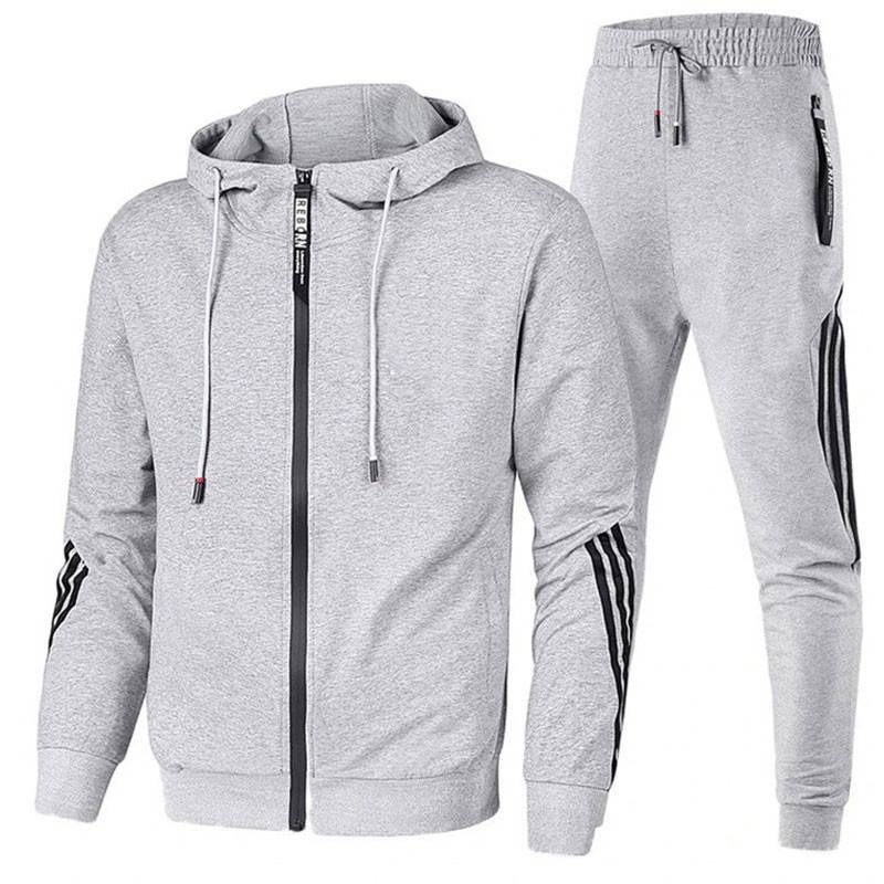 Spring and autumn new men's leisure sports suit three bar hat zipper sweater pants trend sports suit