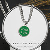 Green necklace stainless steel, brand pendant hip-hop style, sweater, chain, European style