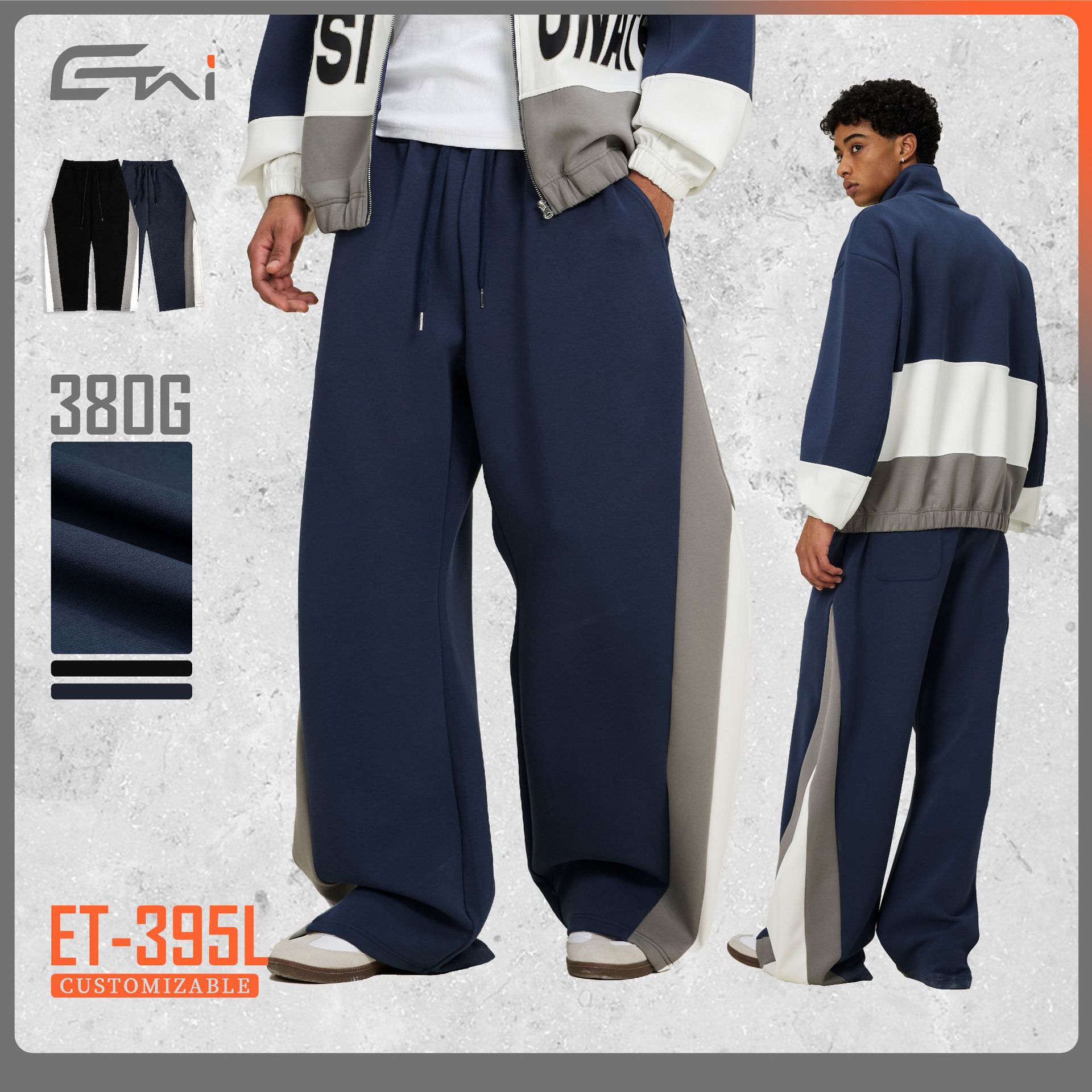 ETAI ropa de hombre pantalones de manivela de estilo deportivo de color contraste pesado pantalones rectos de cintura elástica de hombre pantalones callejeros casuales de moda