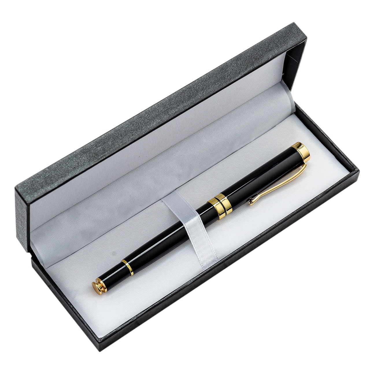 En stock caja de la pluma de regalo de papel Flip plana mate negro caja de la pluma al por mayor impreso LOGO