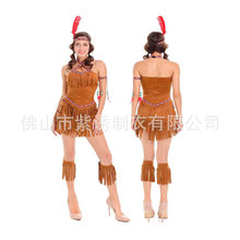 万圣节印第安人原始人土著服制服cosplay流苏野人森林猎人演出服