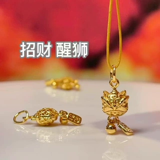 铜配饰镀24k金可批发 招财醒狮滴溜吊坠编绳串饰 手工diy饰品配件