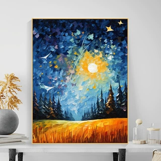 厂家直供【子艺】diy数字油画梵高星空手工填充治愈丙烯装饰油画