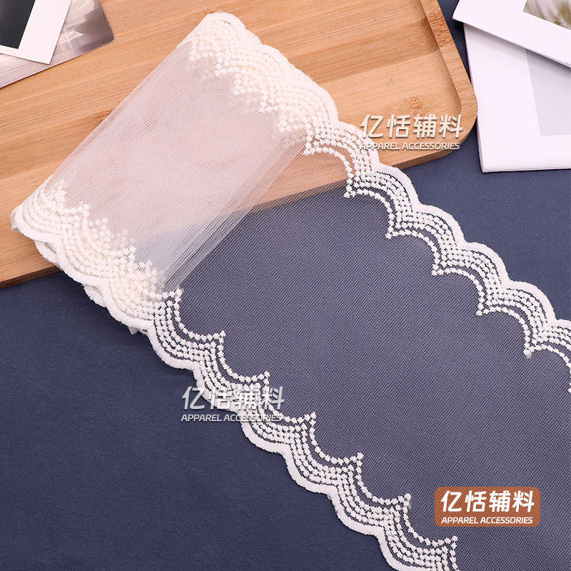 16cm Wide Mesh Embroider Symmetrical Bilateral DIY Dress Wavy Edge Cuffs Dress Lolita Clothing Accessories