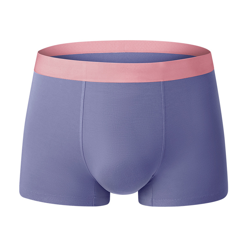 Pantalones de moda de color contrastante, delgadas y sin marcas de cintura media, pantalones de pierna suaves y cómodas, pantalones de entrepierna transpirables para hombres.