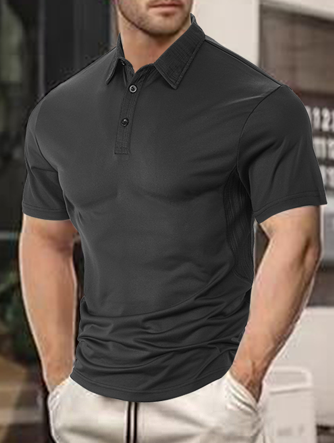Europa y América Amazon temu comercio exterior camiseta de manga corta para hombre moda de verano casual solapa suelta polo de algodón perlado